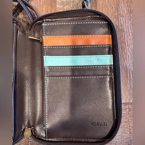 Chala Leather Paw Print Crossbody Wallet Purse - Picture 5 of 6